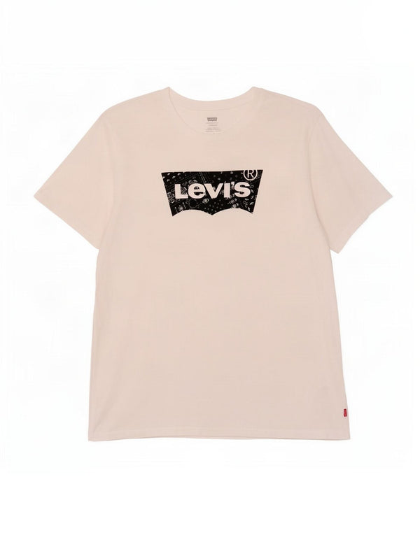 Levi's Herre Standard Grafisk T-Shirt Top Stor Hvid Bomuld