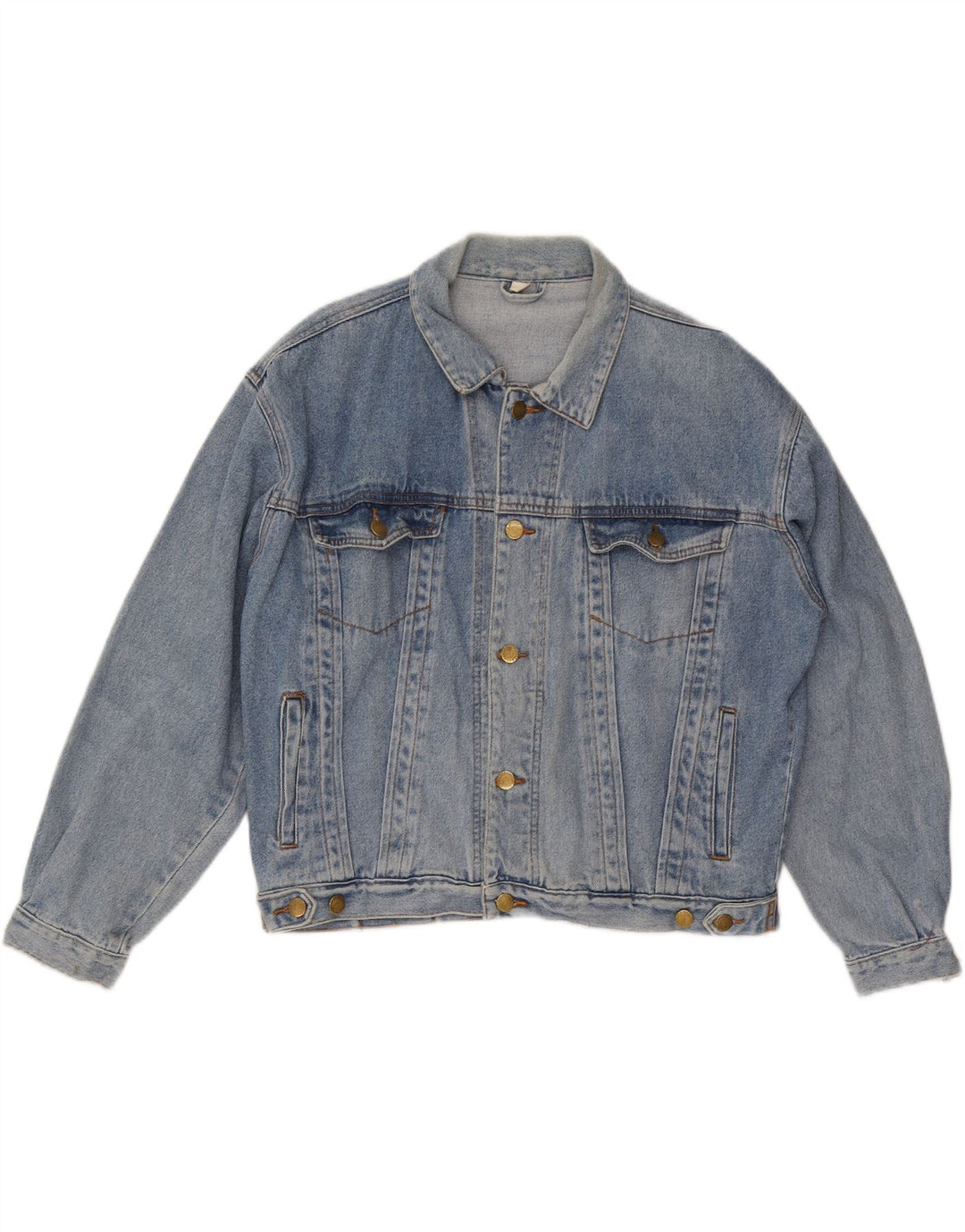 VINTAGE Herre Crop Denim Jacket IT 48 Medium Blue