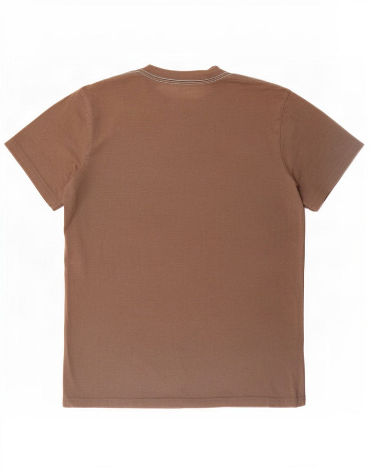 Weird Fish Herre grafisk T-shirt Top Medium Brun Bomuld