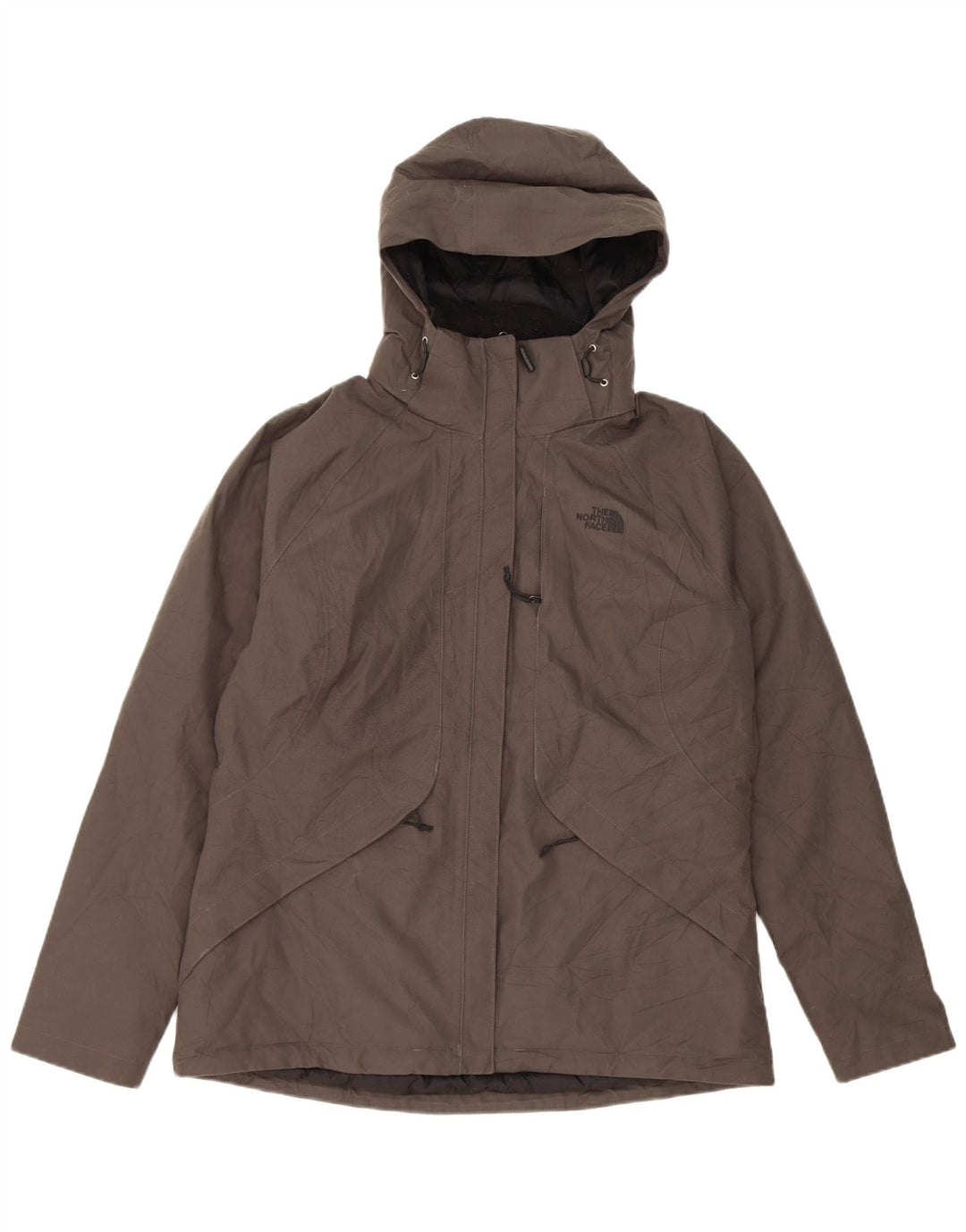 The North Face vindjakkejakke med hætte til kvinder UK 16 Stor grå polyester