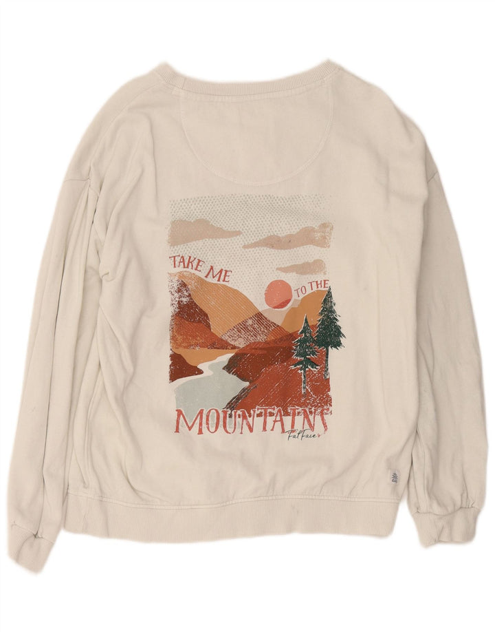 Fat Face Kvinders Grafisk Oversized Sweatshirt Jumper UK 12 Medium Off White