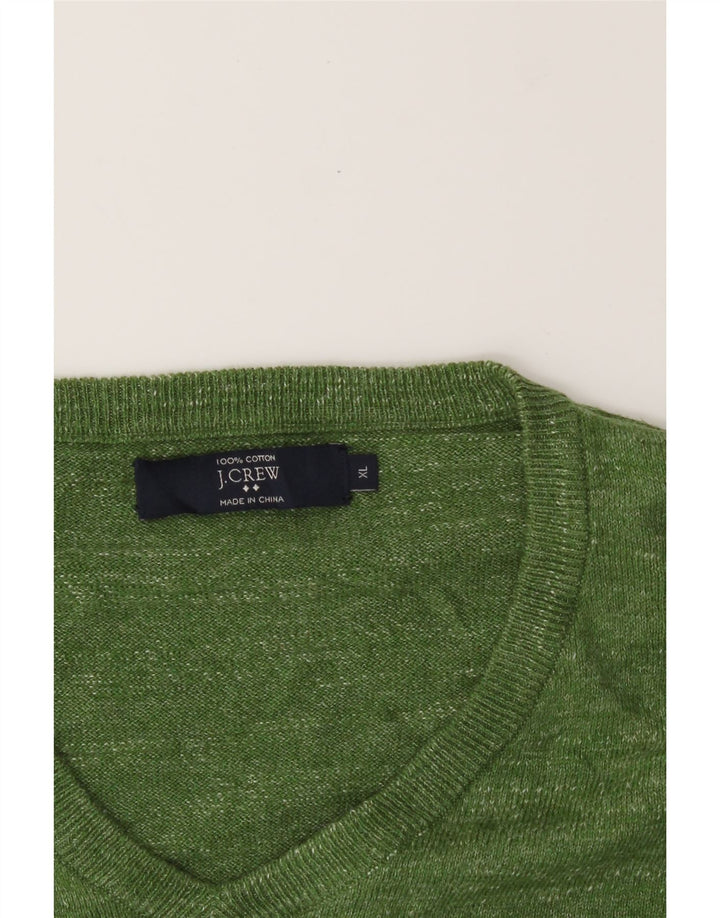 J. CREW Mens V-Neck Jumper Sweater XL Green Cotton Vintage J. Crew and Second-Hand J. Crew from Messina Hembry 