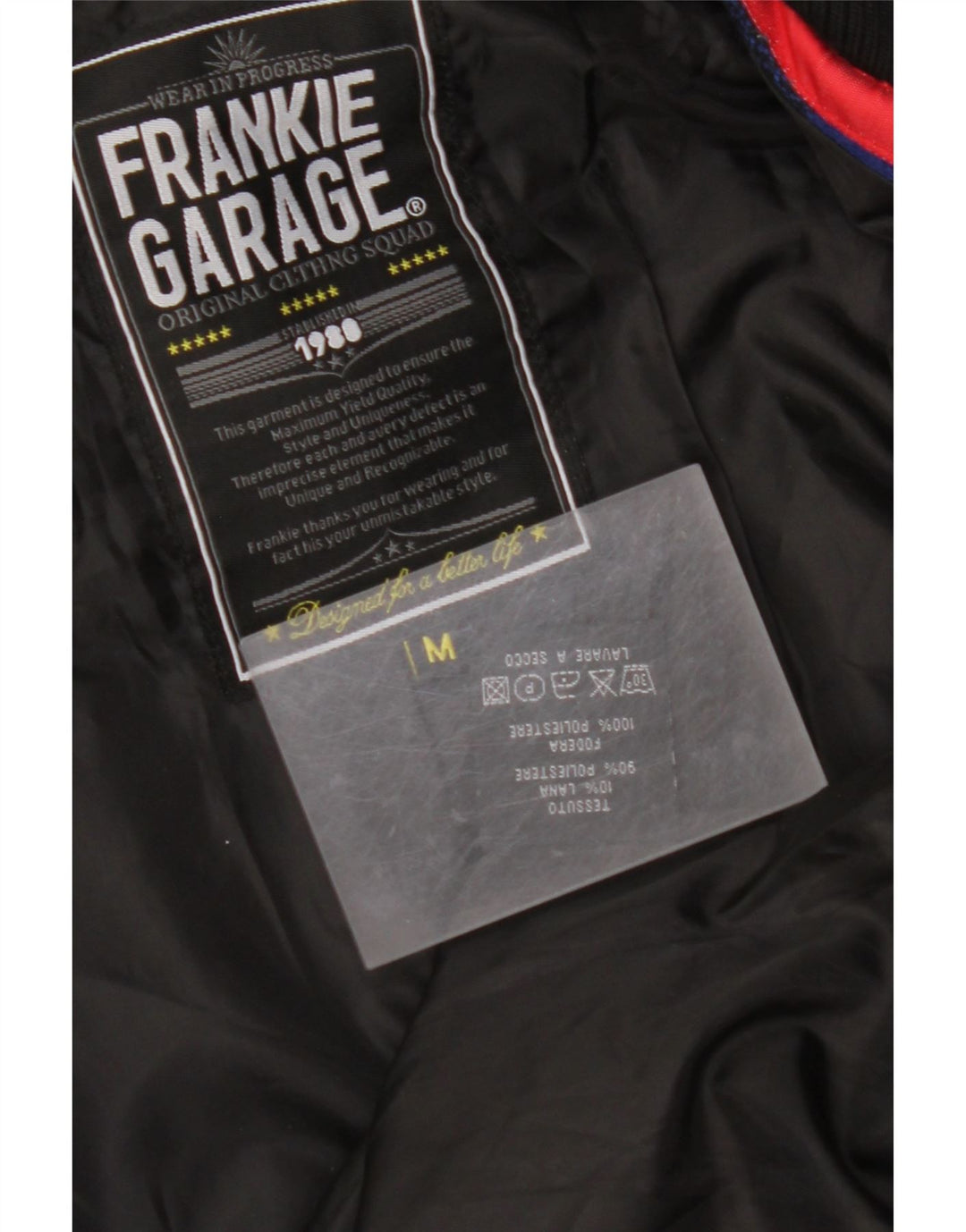 FRANKIE GARAGE Bomberjakke til mænd UK 38 Medium Blue Gingham Polyester