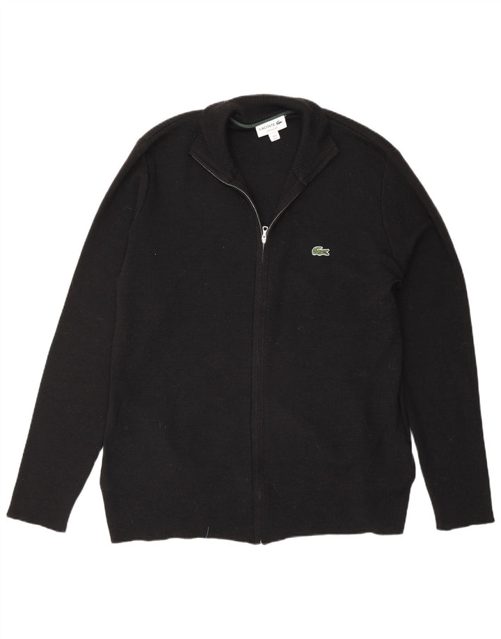 Lacoste Herre Classic Fit Cardigan Sweater Størrelse 5 Large Sort Uld