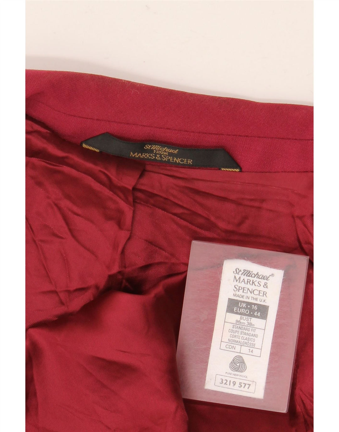 Marks & Spencer Dame Standard Fit Blazer Jacket UK 16 Large Burgundy