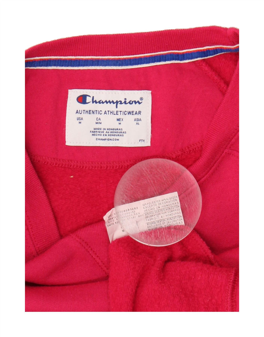CHAMPION Womens Graphic Sweatshirt Jumper UK 14 Medium Pink Polyester Vintage Champion and Second-Hand Champion from Messina Hembry 