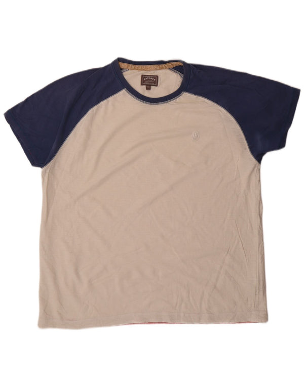 Fat Face Herre T-Shirt Top XL Hvid Colourblock Bomuld