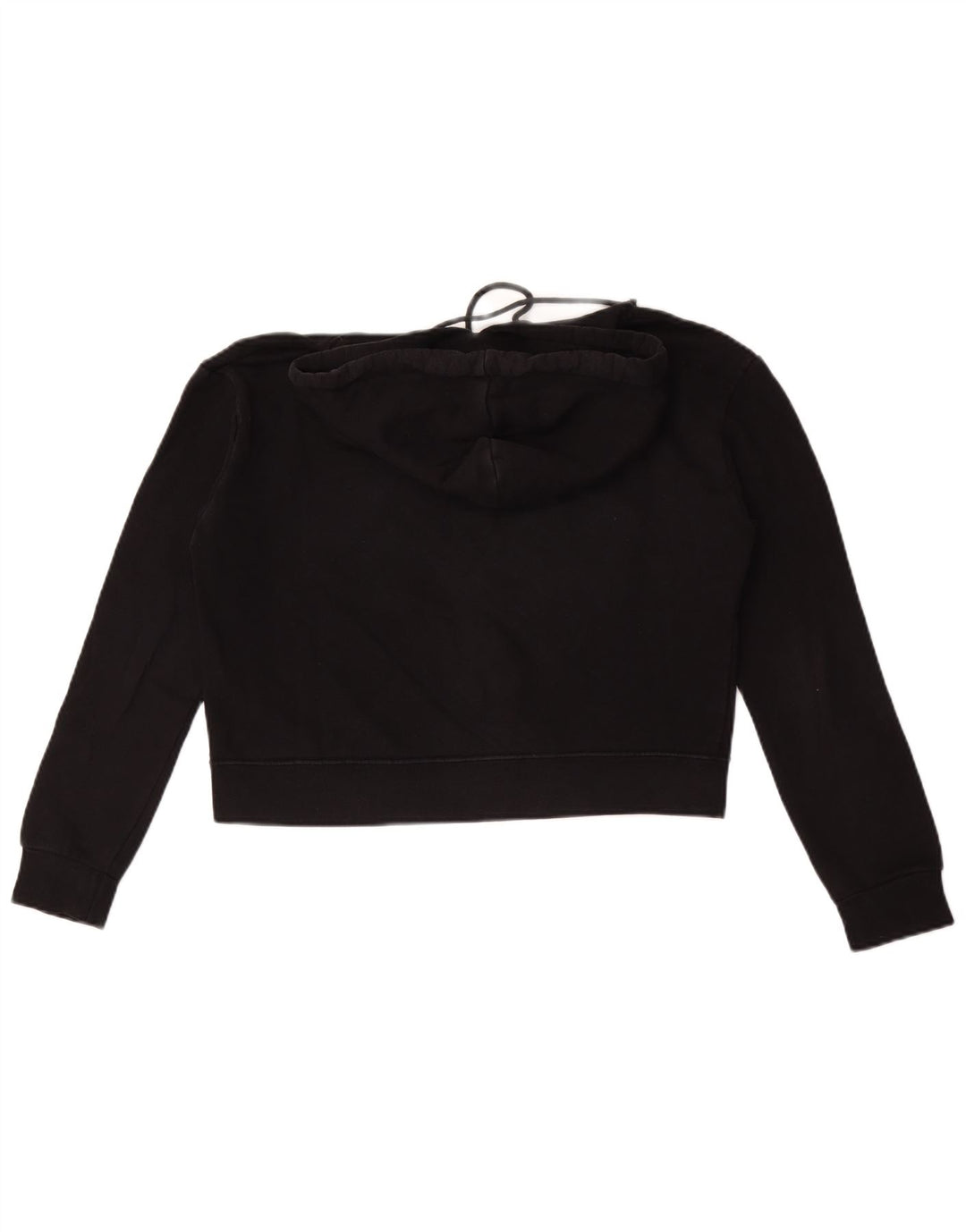 Pyrex Womens Crop Graphic Hoodie Jumper UK 14 Medium Black Bomuld