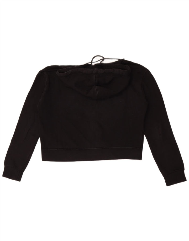 Pyrex Womens Crop Graphic Hoodie Jumper UK 14 Medium Black Bomuld