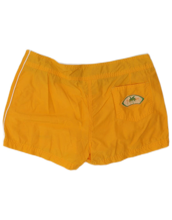 Champion Womens Sports Shorts UK 16 Large Yellow Cotton
