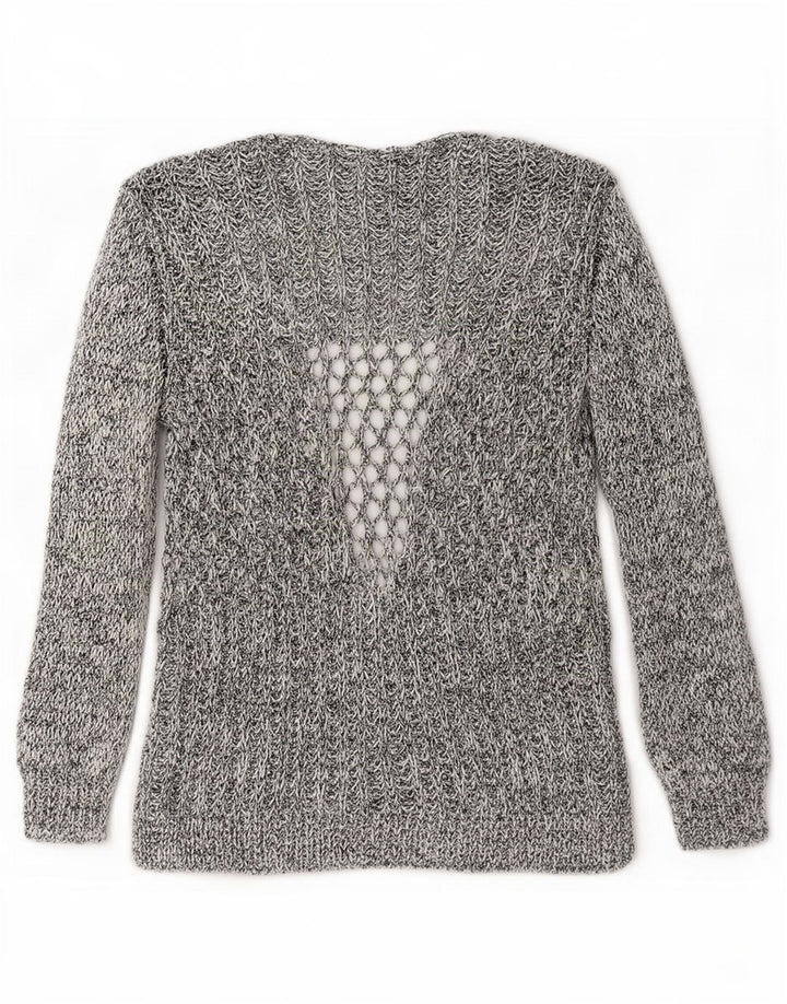 Zara Womens Open Cardigan Sweater UK 12 Medium Grey Flecked