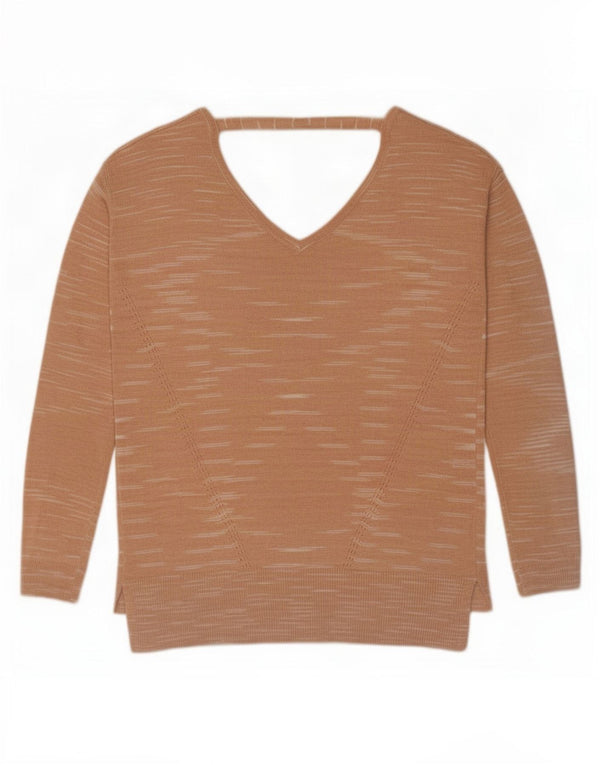 Marks & Spencer Dame V-hals sweater UK 10 Small Pink Stribet
