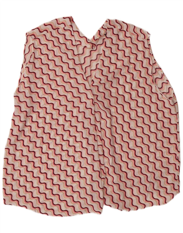 MARKS & SPENCER Dame ærmeløs bluse top UK 24 4XL Pink Chevron