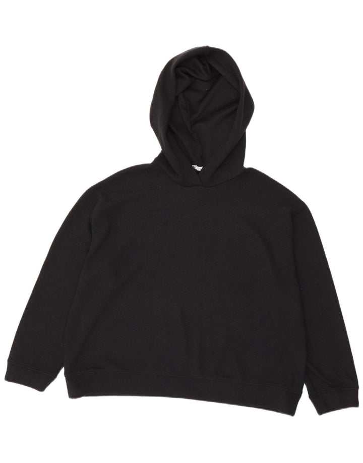 Zara Dame Oversized Hoodie Jumper UK 16 Large Black Polyester