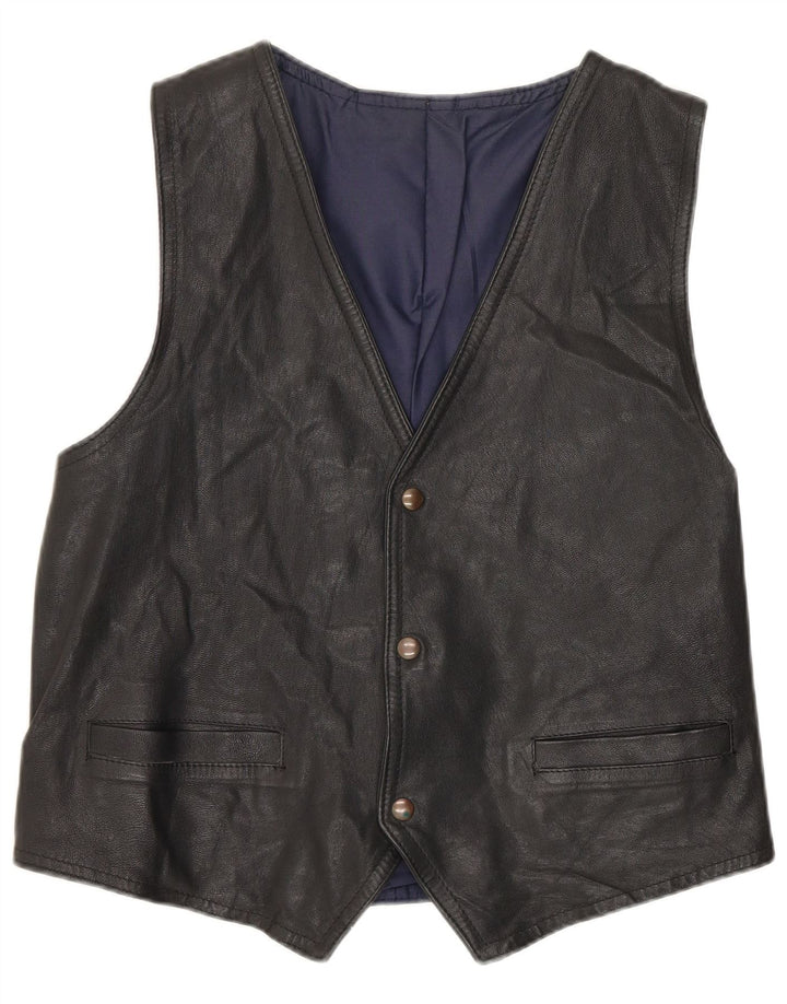 Vintage herre læder vest mellem sort læder