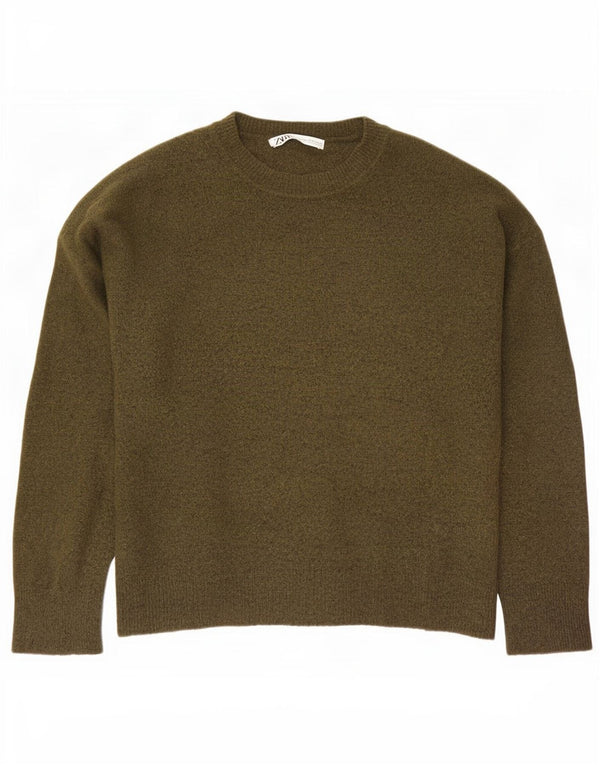 Zara Herre sweater med rund hals XL Khaki Nylon