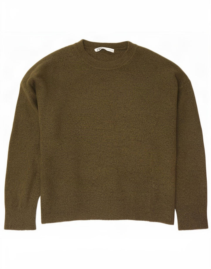 Zara Herre sweater med rund hals XL Khaki Nylon