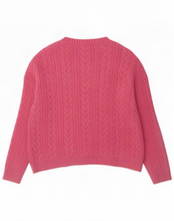 Superdry Dame Loose Fit Jumper Sweater UK 12 Medium Pink Bomuld