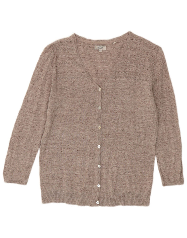 Fat Face dame cardigan sweater med 3/4 ærmer UK 6 XS Beige Flecked Bomuld
