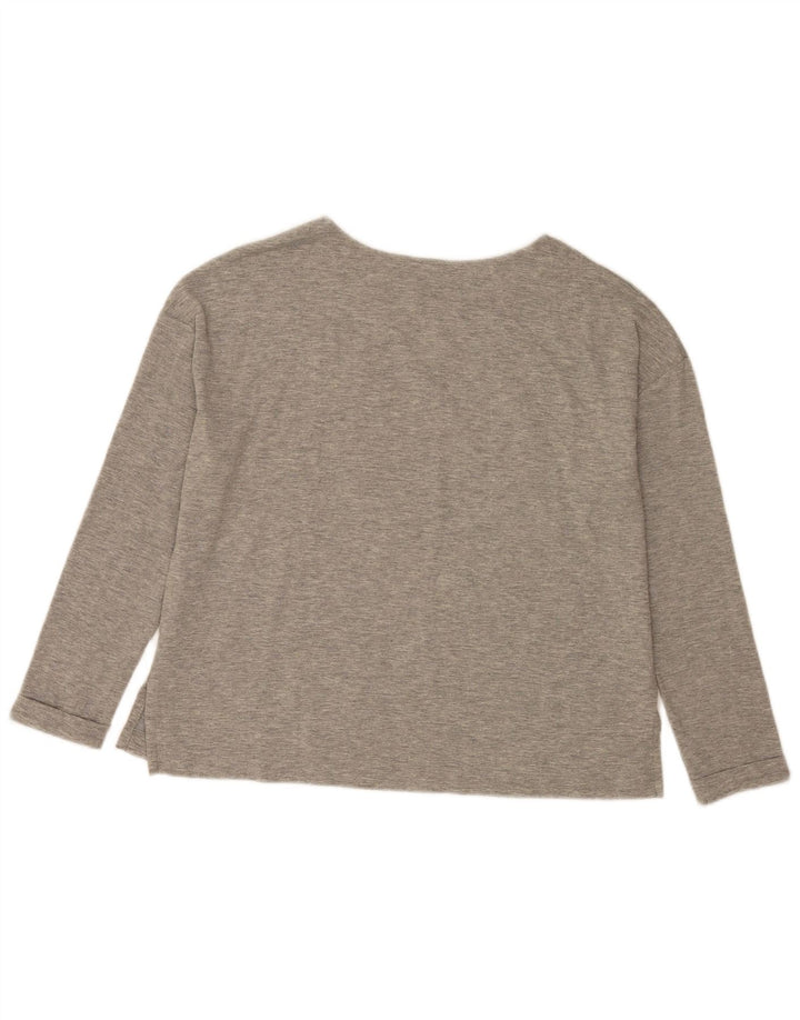 Marks & Spencer Dame Grafisk Top Langærmet UK 12 Medium Grey Floral