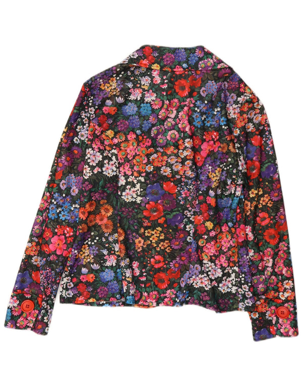 Vintage dame 3-knaps blazerjakke UK 14 Medium Multicolored Floral