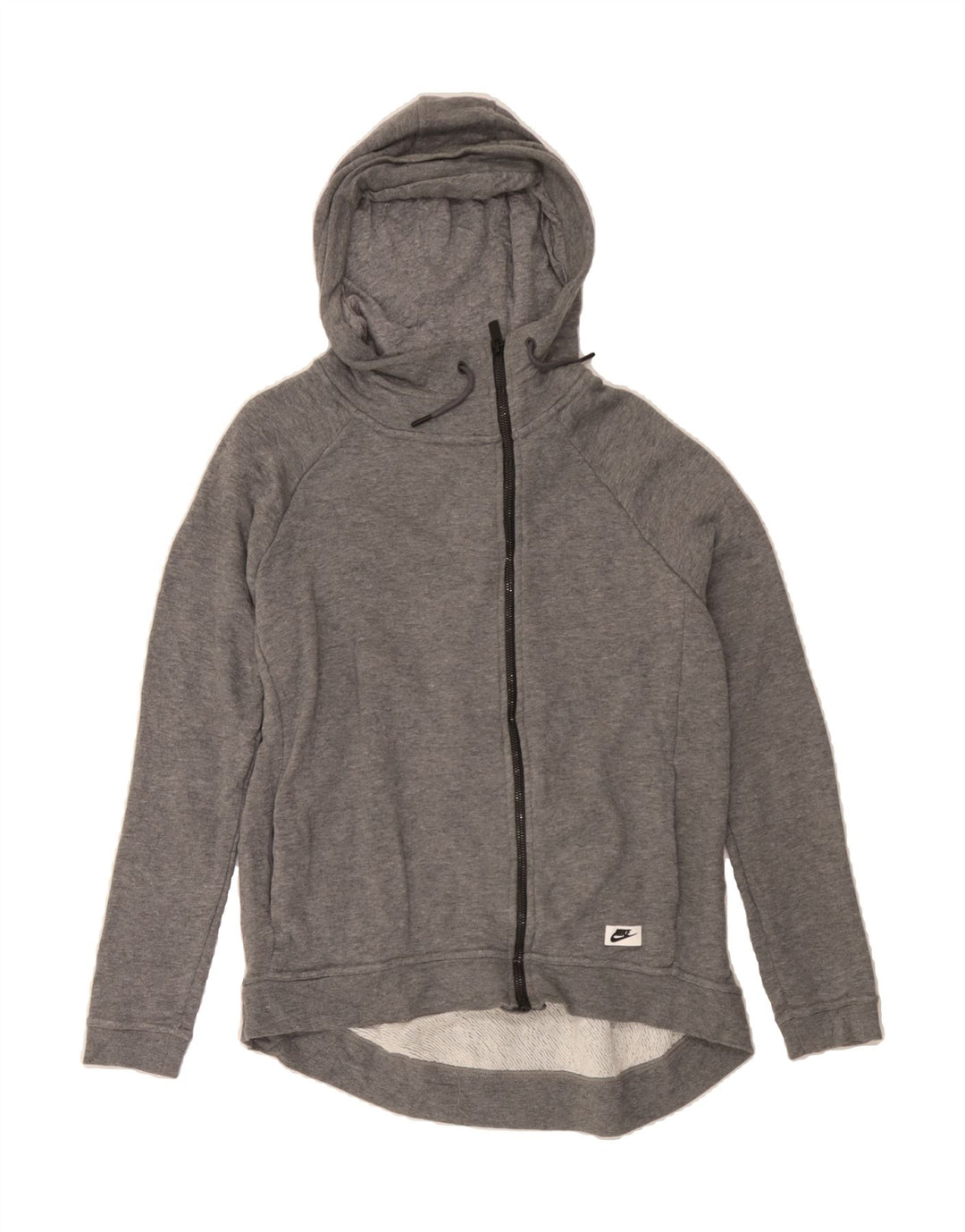 NIKE Womens Oversized Zip Hoodie Sweater UK 10 Small Grey Cotton Vintage Nike and Second-Hand Nike from Messina Hembry 
