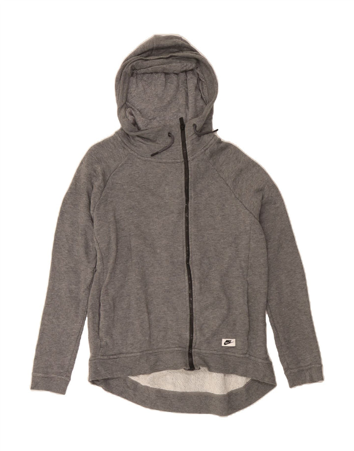 NIKE Womens Oversized Zip Hoodie Sweater UK 10 Small Grey Cotton Vintage Nike and Second-Hand Nike from Messina Hembry 