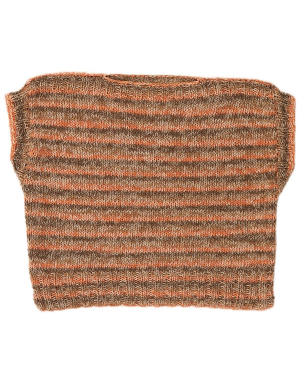 Vintage Dame Boat Neck Jumper Sweater UK 18 XL Orange Stribet