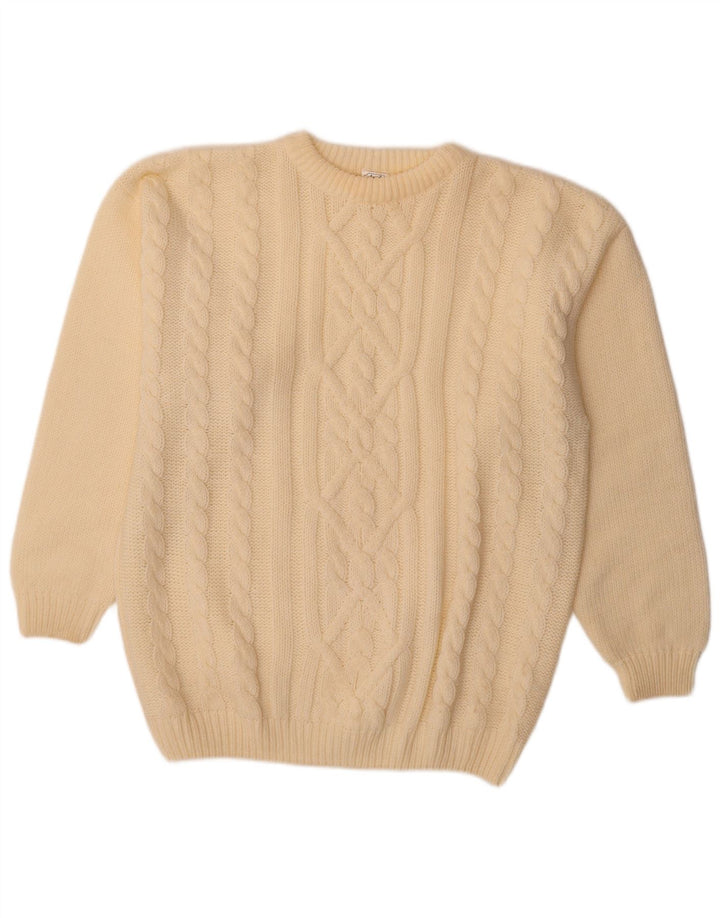 Angelo Muroni Herre Crew Neck Jumper Sweater Large Off White Polyacryl