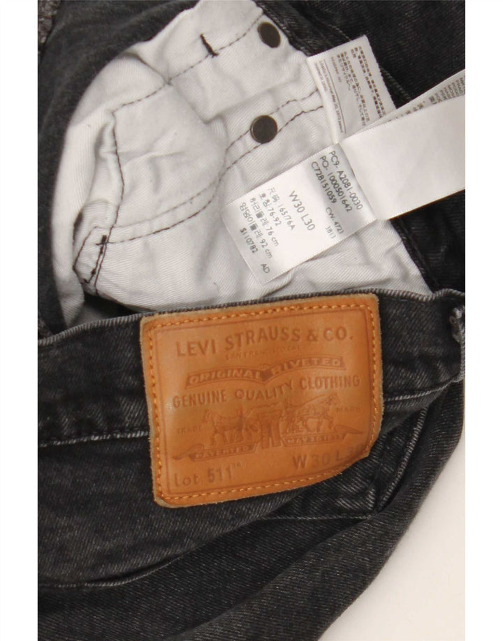 Levi's Slim Jeans til mænd W30 L30 sort bomuld