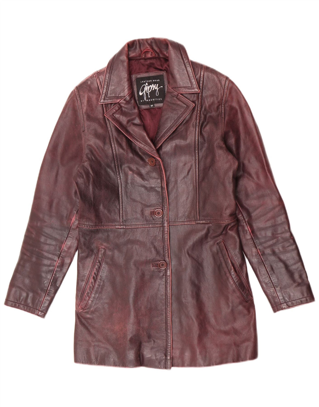 Gipsy by Mauritius Dame Læderfrakke UK 12 Medium Burgundy