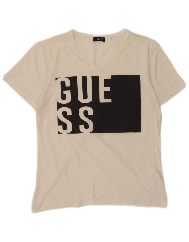 Guess Herre grafisk T-shirt Top Stor hvid Colourblock Bomuld