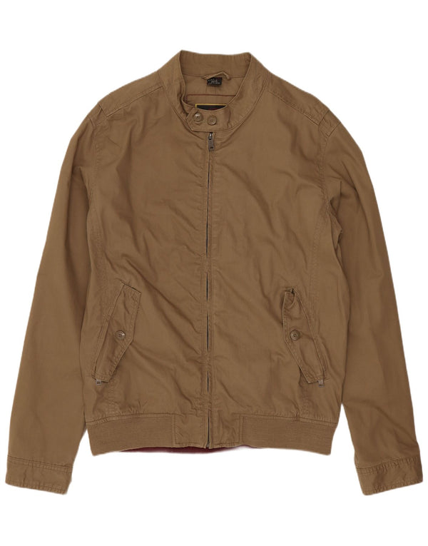 Zara Herre Bomber Jacket UK 42 XL Beige Bomuld