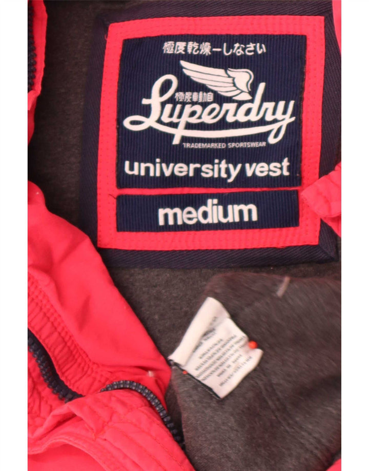 Superdry Womens Polstret Gilet UK 14 Medium Red Bomuld