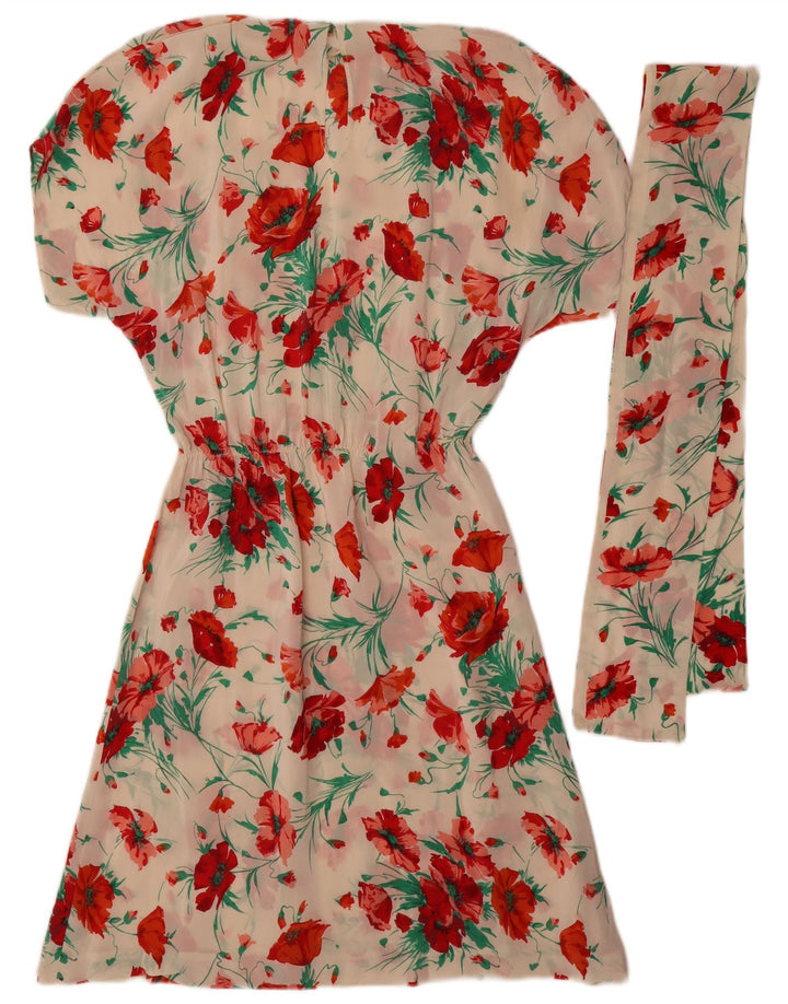 Vintage Dame A-Line Kjole UK 14 Medium White Floral