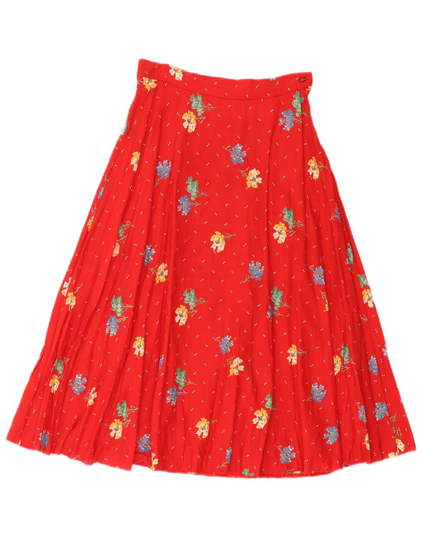 Vintage Womens Pleated Flared Skirt IT 40 Small W26 Red Floral