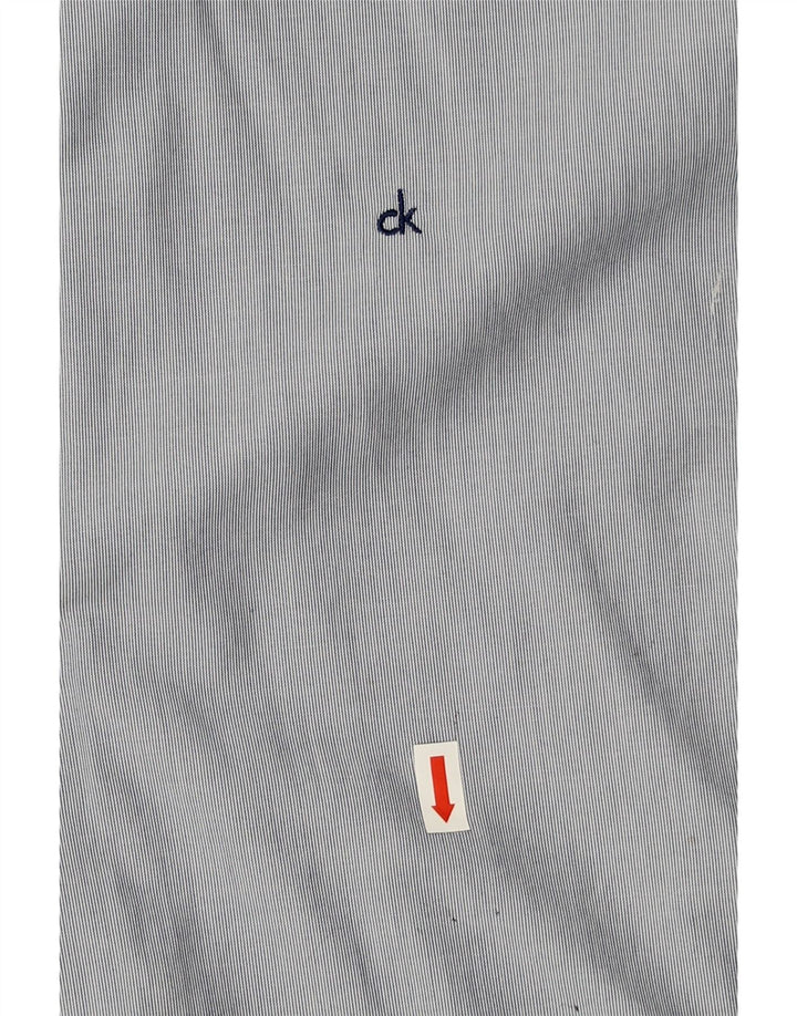 Calvin Klein Herre Tætsiddende Skjorte Størrelse 39 15 1/2 Medium Blå Tynd Stribet