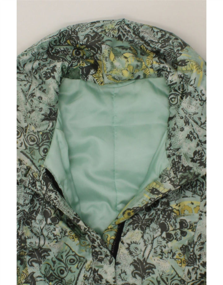 VINTAGE Womens Abstract Pattern Overcoat UK 18 XL Green Polyester Vintage Vintage and Second-Hand Vintage from Messina Hembry 