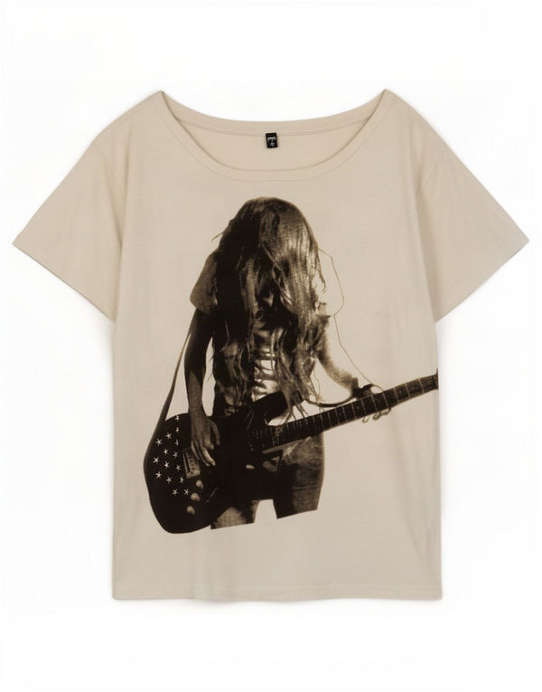 Benetton Womens Grafisk T-Shirt Top UK 16 Large White