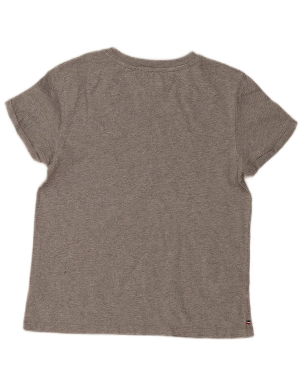 Tommy Hilfiger Dame T-Shirt Top UK 10 Små Grå Flecked Bomuld
