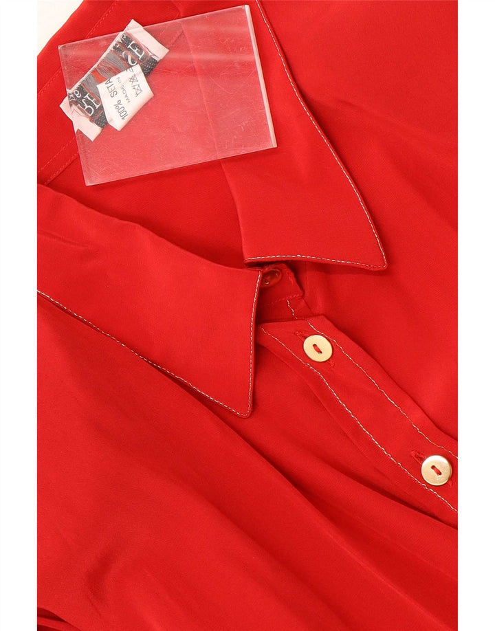 Vintage langærmet almindelig skjorte til kvinder IT 46 Large Red Silk
