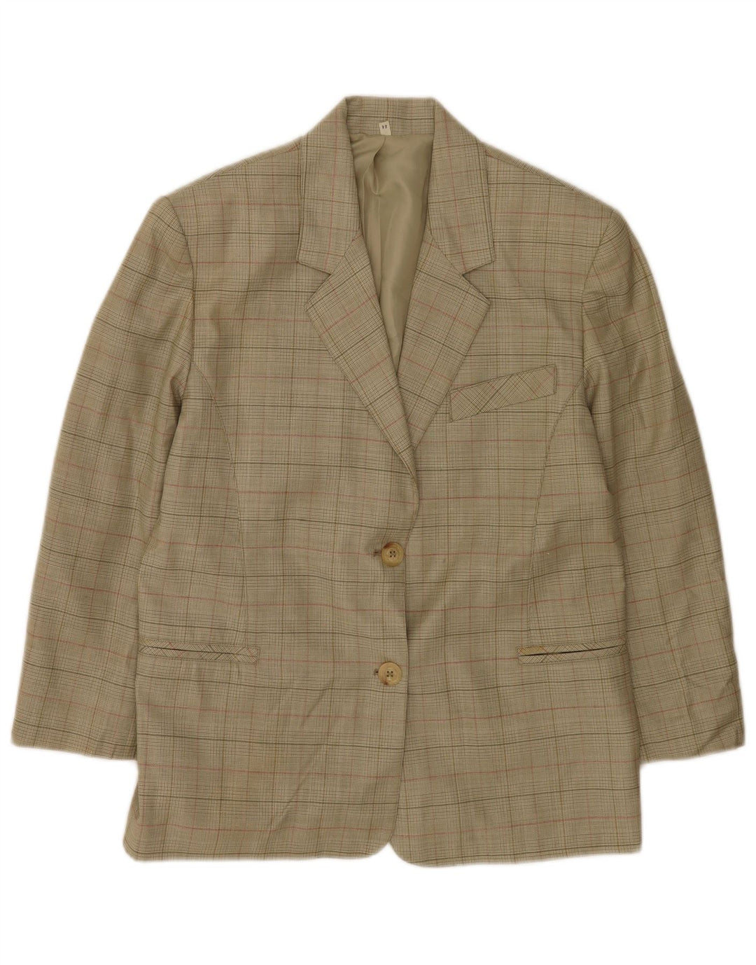 Vintage Dame 2 Button Blazer Jacket IT 44 Medium Khaki Ternet Virgin Wool