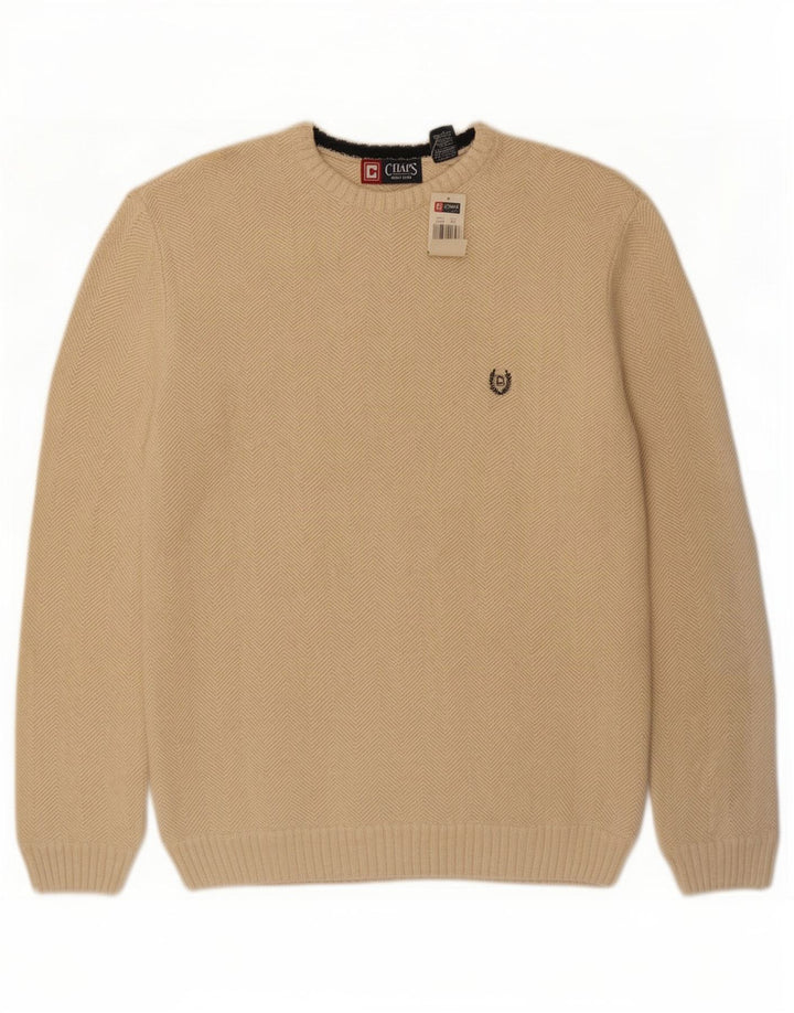 Chaps Herre Crew Neck Jumper Sweater Stor Beige Chevron Bomuld