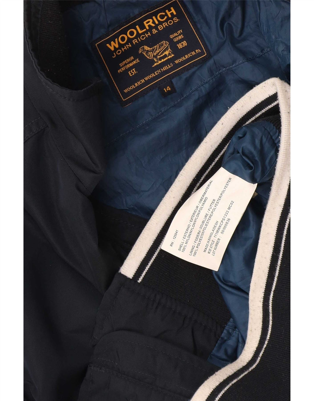 Woolrich Boys Bomber Jacket 13-14 år Navy Blue Nylon