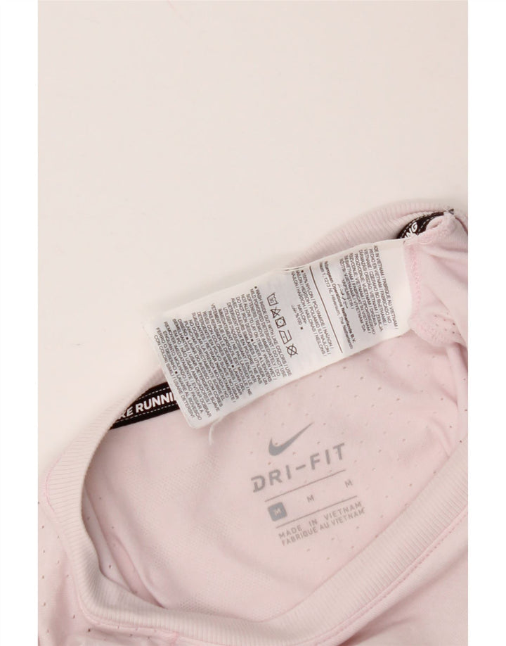 NIKE Dame Dri Fit T-Shirt Top UK 12 Medium Pink Nylon