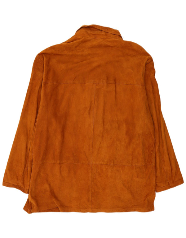 Vintage herre ruskindsjakke EU 56 3XL brunt læder