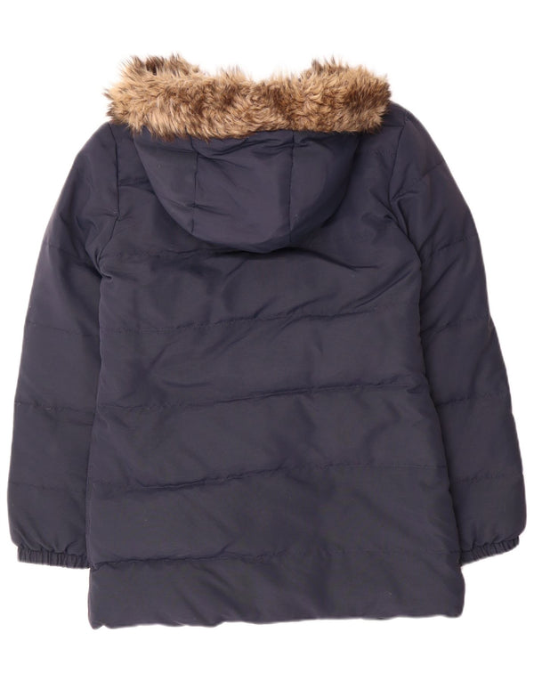 Jack Wills Dame Hætte Sherpa Polstret Jakke UK 8 Small Navy Blue Nylon