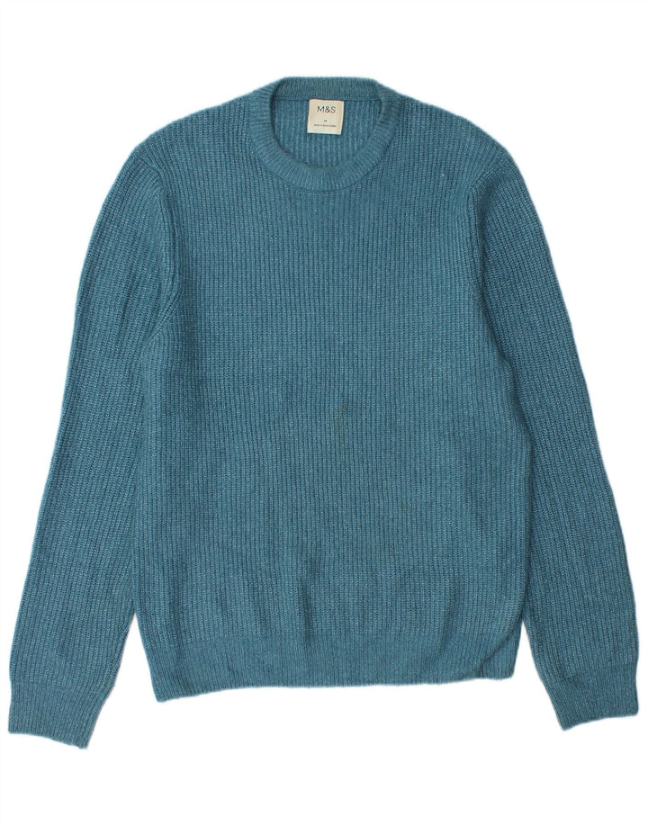 Marks & Spencer Herre sweater med rund hals, mellemblå polyamid