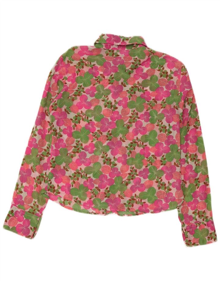 Benetton Dameskjorte UK 14 Medium Pink Floral
