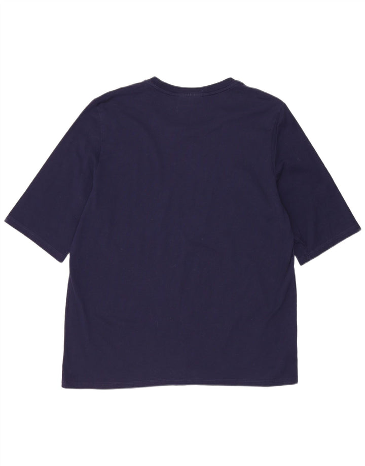 Lacoste Dame T-Shirt Top Størrelse 44 Large Marineblå Bomuld